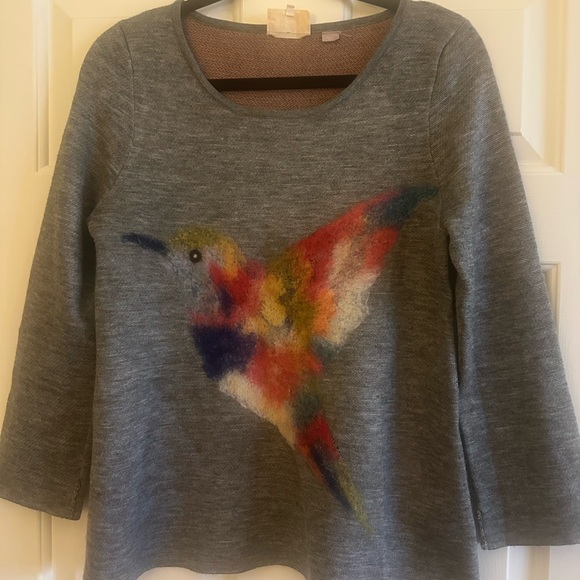ANTHROPOLOGIE X STARLA M HOFFMAN HUMMINGBIRD SWEATER M - Picture 3 of 3